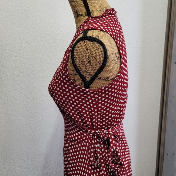 Vintage Loco Lindo Wrap Dress Size Small Swing Polka dot Ruffle Rayon Sleeveless - Picture 6 of 14